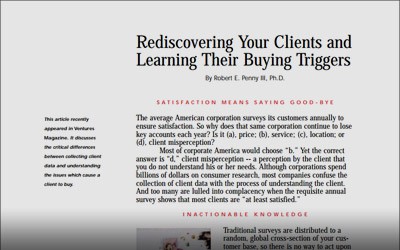 Article: Rediscovering Your Clients and Learning Their Buying Triggers